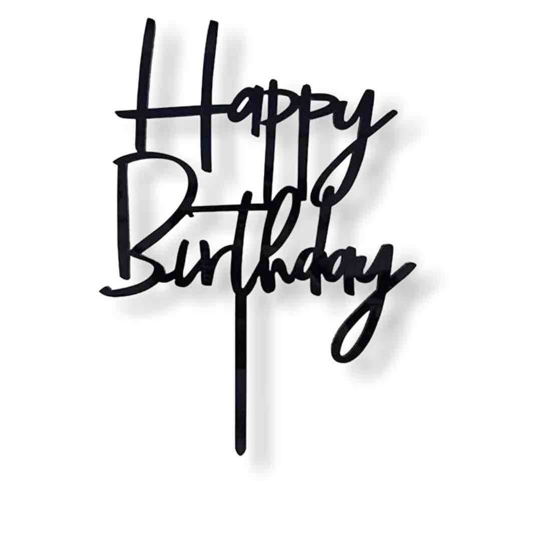 Happy Birthday Black Lowercase Topper | Craftme Accessories