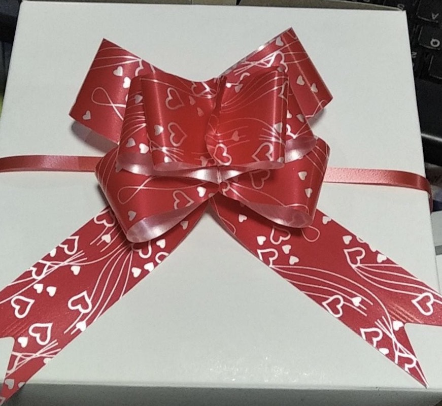 Pull Flower Ribbon Red with Hearts | Craftme Accessories