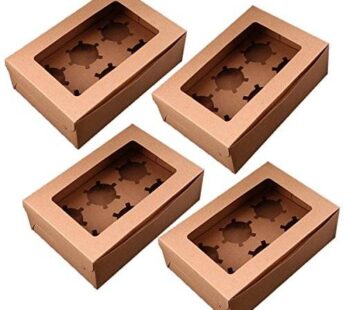 Cupcake Boxes 6 Holes Brown