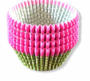 Cupcake Cases Green Polka with Pink