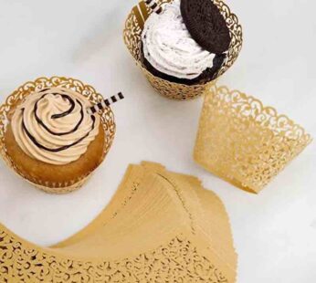 Gold Lace Cupcake Decorative Cases 50 Piece Set