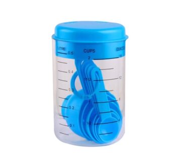 Measuring Cups and Spoons with Jar – Blue