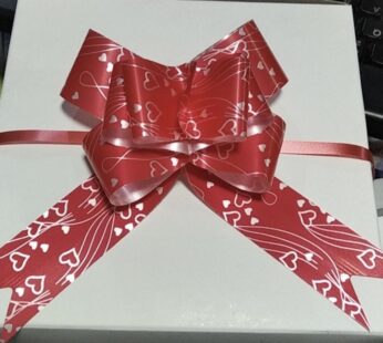 Pull Flower Ribbon Red with Hearts