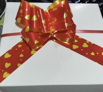 Pull Flower Ribbon Red with Yellow Hearts