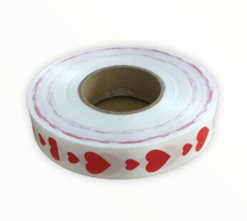 White Ribbon Red Hearts per metre