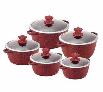 SQ Professional Nessa Granite Red 5 Piece Cooking Pots