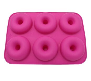 Silicon 6 Holes Pink Doughnut Baking Mould