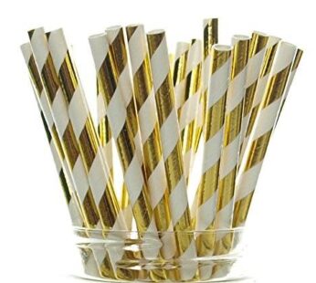 Gold Stripe Straws